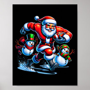 Christmas Football Santa Playing Football Poster