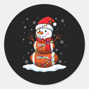 Christmas Football Snowman Kids Football Christmas Classic Round Sticker