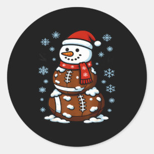 Christmas Football Snowman Kids Football Christmas Classic Round Sticker