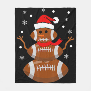 Christmas Football Snowman Kids Football Christmas Fleece Blanket