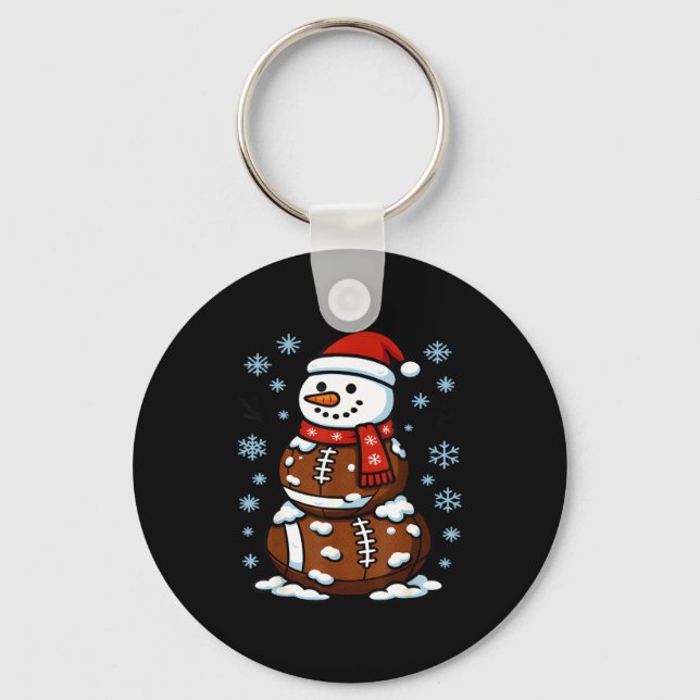 Christmas Football Snowman Kids Football Christmas Key Ring (Front)