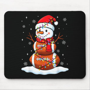 Christmas Football Snowman Kids Football Christmas Mouse Pad