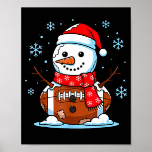 Christmas Football Snowman Kids Football Christmas Poster