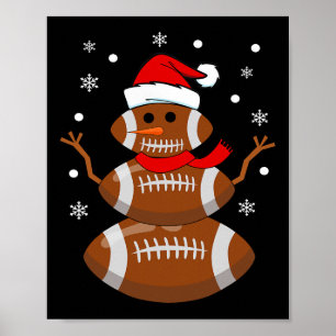 Christmas Football Snowman Kids Football Christmas Poster