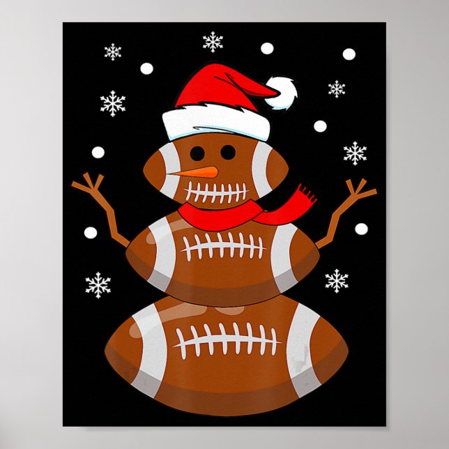 Christmas Football Snowman Kids Football Christmas Poster (Front)