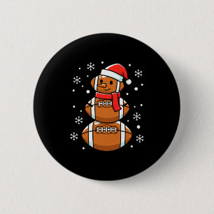 Christmas Football Snowman Santa Hat Funny Xmas Fo 6 Cm Round Badge