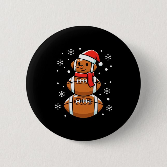 Christmas Football Snowman Santa Hat Funny Xmas Fo 6 Cm Round Badge (Front)