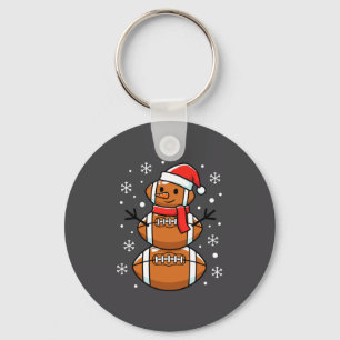Christmas Football Snowman Santa Hat Funny Xmas Fo Key Ring