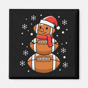 Christmas Football Snowman Santa Hat Funny Xmas Fo Magnet