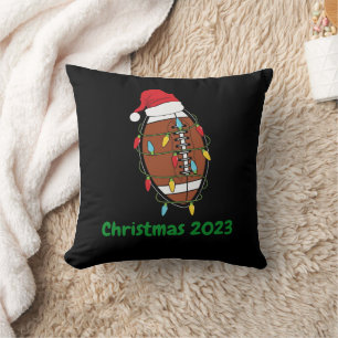 Christmas Football Stocking Cap With Light String Cushion
