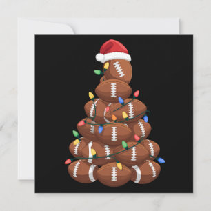 Christmas Football Tree Santa Hat Sports Team Xmas Holiday Card