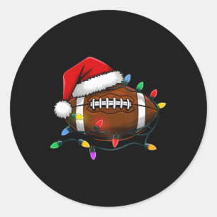 Christmas Football With Santa Hat Christmas Footba Classic Round Sticker