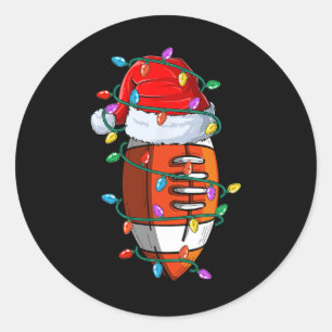 Christmas Football Xmas Santa Sports Hat Ball Kids Classic Round Sticker