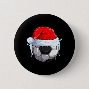 Christmas Football Xmas Soccer Ball in Santa Clau 6 Cm Round Badge
