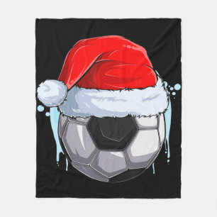 Christmas Football  Xmas Soccer Ball in Santa Clau Fleece Blanket