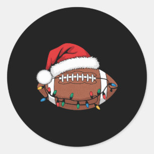 Christmas Footll Player Xmas Lights Santa Sports M Classic Round Sticker