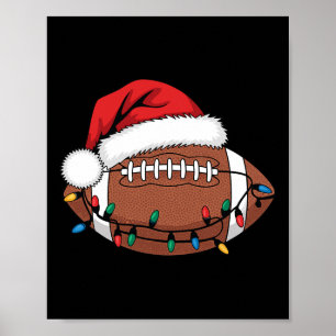 Christmas Footll Player Xmas Lights Santa Sports M Poster