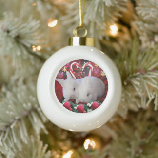Christmas for Bunnies Ceramic Ball Christmas Ornament