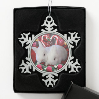 Christmas for Bunnies Snowflake Pewter Christmas Ornament