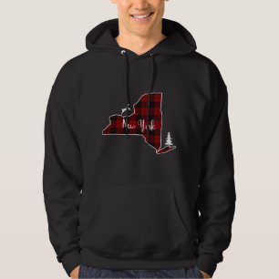 Christmas for Family Red Plaid Deer Tree New York  Hoodie