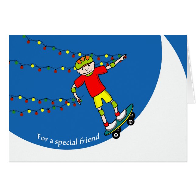 Christmas for Friend, Skateboarder with Lights (Front Horizontal)