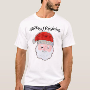 Christmas For Girls And Boys Flip Sequin Santa T-Shirt