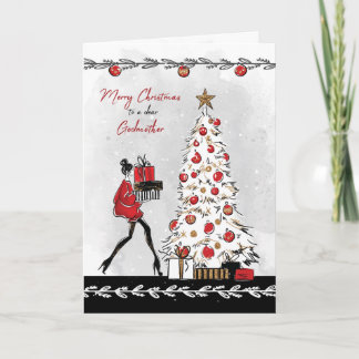 Christmas for Godmother Stylish Lady Card