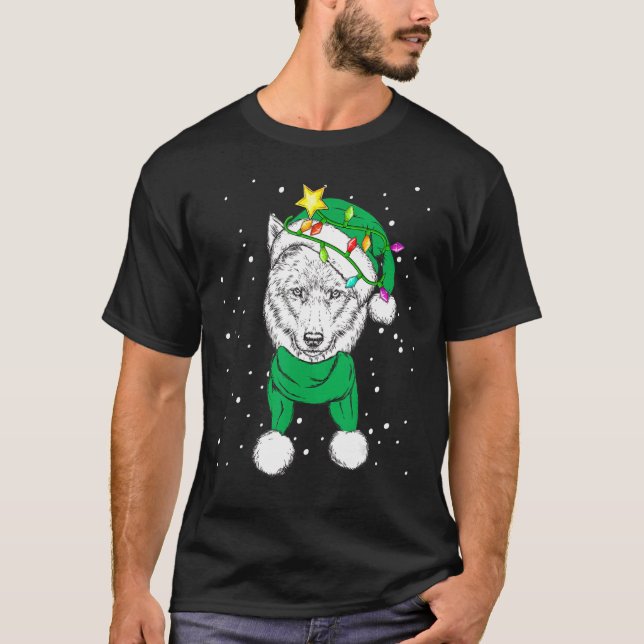 Christmas for men women kids ELF Wolf T-Shirt (Front)