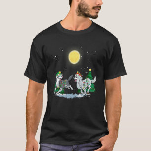 Christmas for men women kids Santa ELF Husky Dog T-Shirt