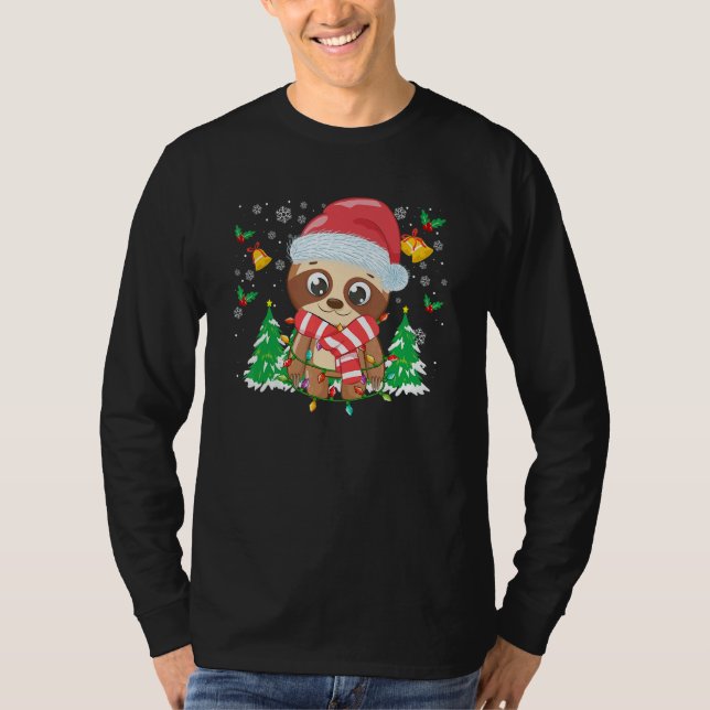 Christmas For Men Women Kids Santa Sloth T-Shirt (Front)