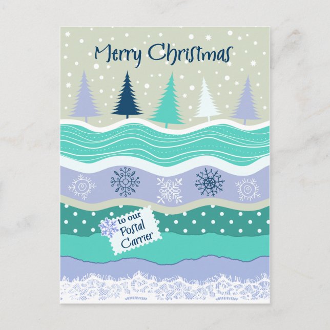 Christmas for Postal Carrier Snowflakes Scrapbookg Holiday Postcard (Front)