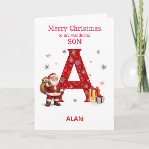Christmas For Son Add A Name Beginning with A Holiday Card