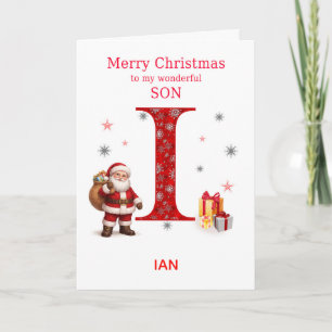 Christmas For Son Add A Name Beginning with I Holiday Card