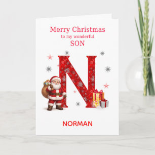 Christmas For Son Add A Name Beginning with N Holiday Card