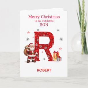 Christmas For Son Add A Name Beginning with R Holiday Card
