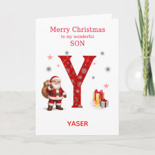 Christmas For Son Add A Name Beginning with Y Holiday Card