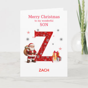 Christmas For Son Add A Name Beginning with Z Holiday Card
