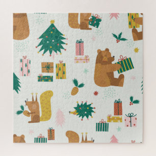 Christmas Forest Animals: Vintage Vibe Jigsaw Puzzle