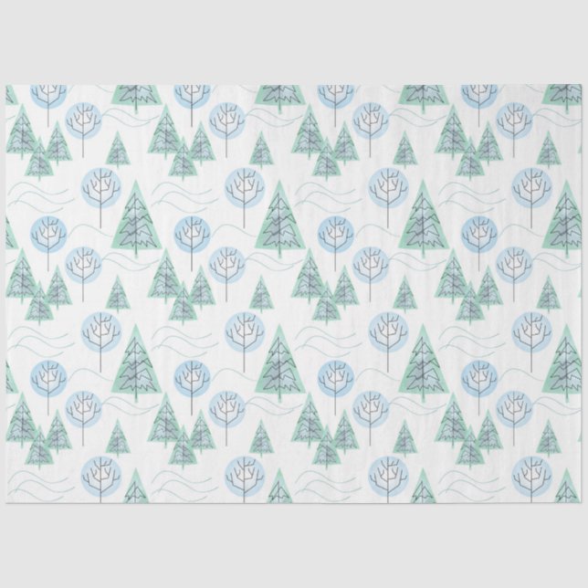 Christmas forest, Christmas trees, trees, snow Tissue Paper (Front)