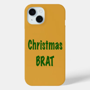 Christmas Forest Green Brat On Gold iPhone 15 Case