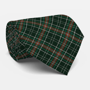 Christmas Forest Green Red and White Plaid Pattern Tie