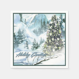 Christmas Forest Holiday Greetings Napkins