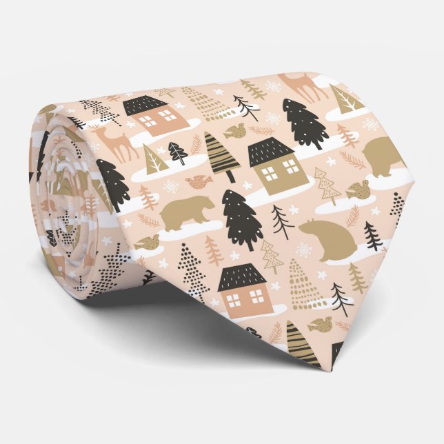 Christmas Forest Neck Tie (Rolled)