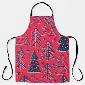 Christmas Forest: Winter Silhouette Wallpaper. Apron