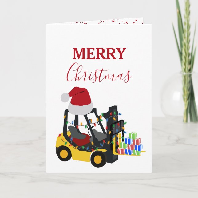 Christmas Forklift Truck  Holiday Card (Front)