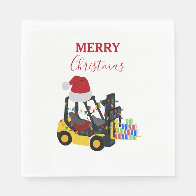 Christmas Forklift Truck  Napkin (Front)