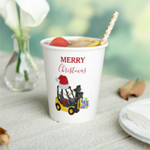 Christmas Forklift Truck Paper Cups