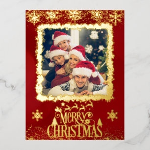 Christmas foto customisable greeting  foil holiday postcard