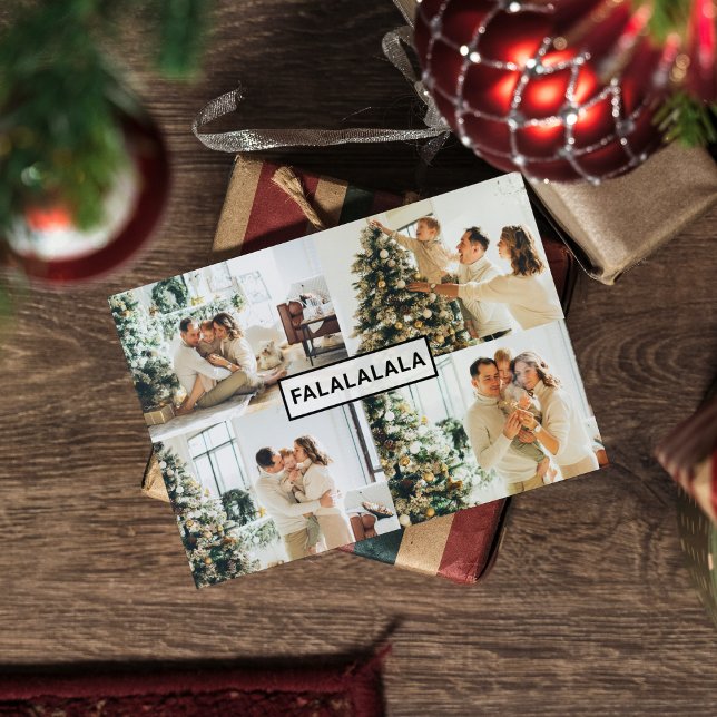 Christmas Four Family Photo | Falalala Holiday Postcard (Creator Uploaded)