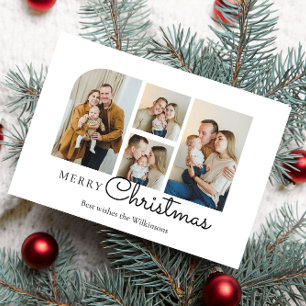Christmas four family  photo minimlist  holiday card